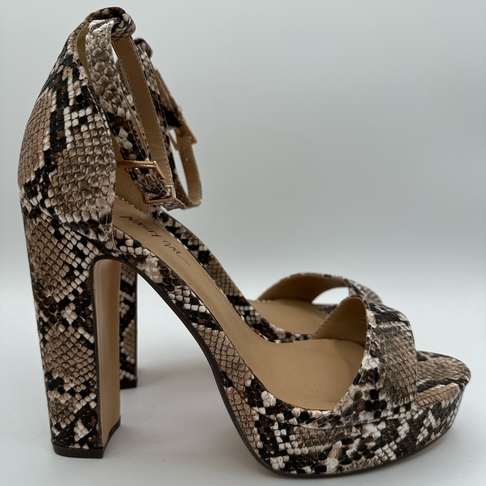 NASTY GAL Hiss & Tell Faux Leather Snakeprint Platform Heels NWOT | Size 7 - Picture 4 of 14
